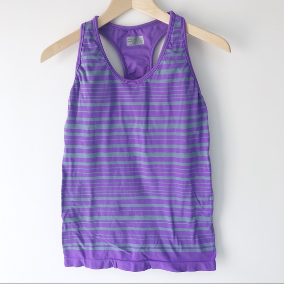 Athleta Neon Stripe Racerback Tank Top Purple Sm - Picture 2 of 6